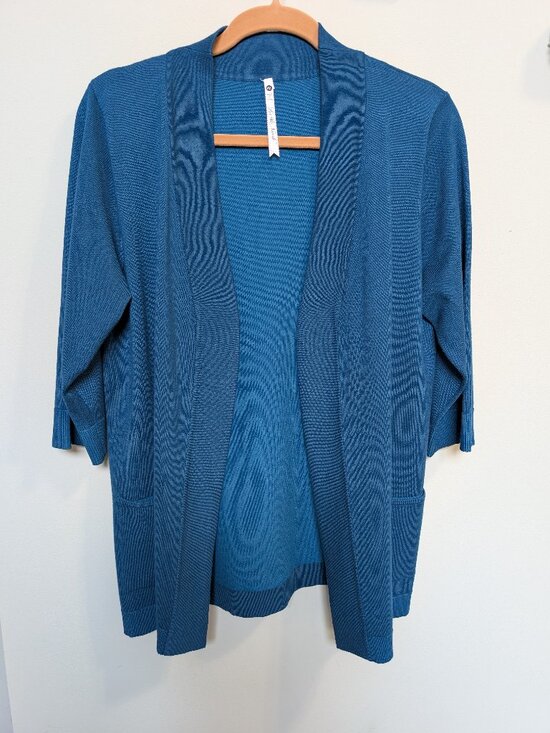 Leo & Nicole Sweaters - TEAL Open Front Cardigan Leo&Nicole Sz PL 3/4 Sleeve